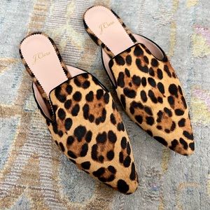 J Crew cheetah print calf hair slides size 7.5